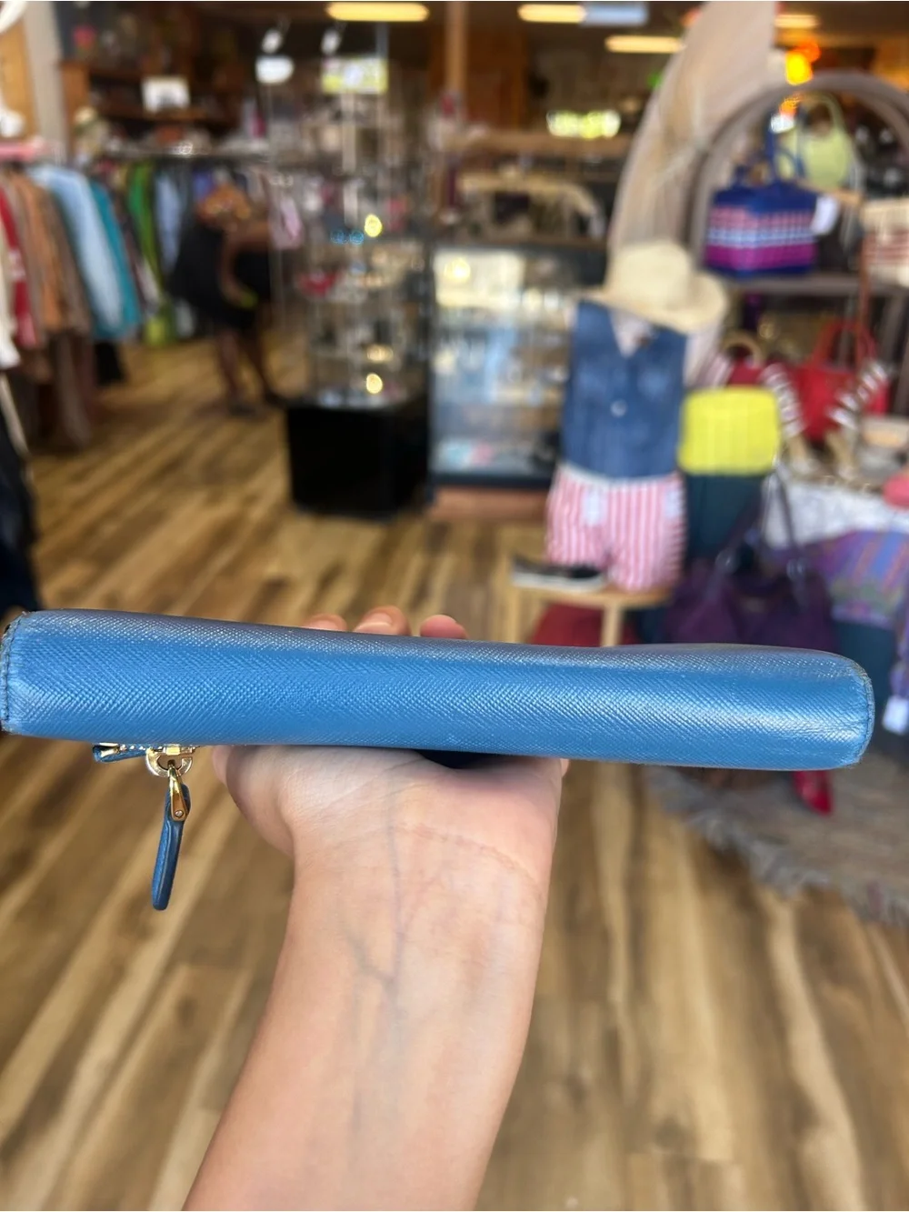 Prada Wallet Saffiano Double in Cobalt